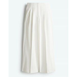 H&M Edition White Pleated Front Wide Leg Pants 12